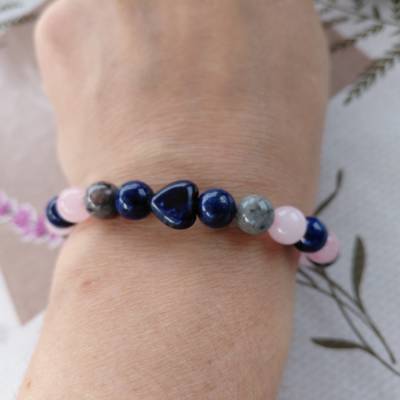 Halbedelsteinarmband mit Lapis Lazuli Herz