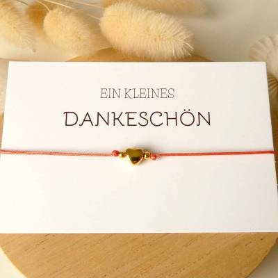 Armband Herz mit Karte "Ein kleines Dankeschön", viele Farben Makrameeband