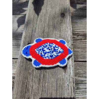 Vintage Schildkröten Haarspangen, Glasperlenstickerei im Indianerstil, Powwow