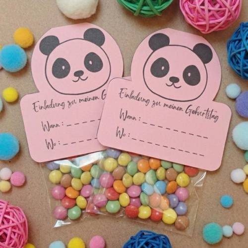 Panda Kindergeburtstag Einladung, PDF Vorlage zum Ausdrucken, DIY Bag Topper für Süßigkeiten, Kinderparty Deko