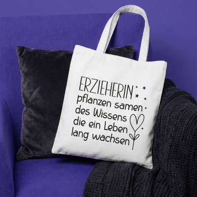 Stoffbeutel Erzieherin - Bio-Baumwolle - Handmade Geschenk Kita Abschied - Jutebeutel mit Spruch