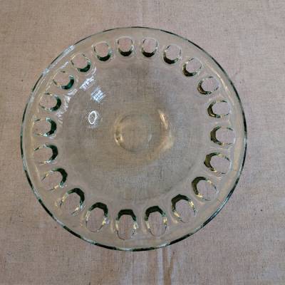 Glasschale massiv mit Durchbruchrand aus Pressglas Dekoschale transparent Vintage Design runde Schale groß Obstschale