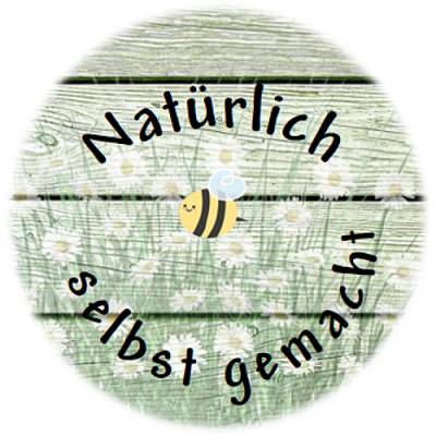 Digitale Sticker Vorlage: Handmade selbstgemacht, 24 runde Etiketten (4cm), Avery L3415 oder Motivstanzer zum Ausdrucken