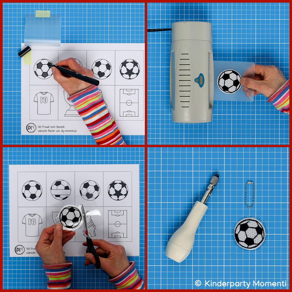 Bastelvorlagen für Reflektor Anhänger mit Fußball Motiven Bild 4