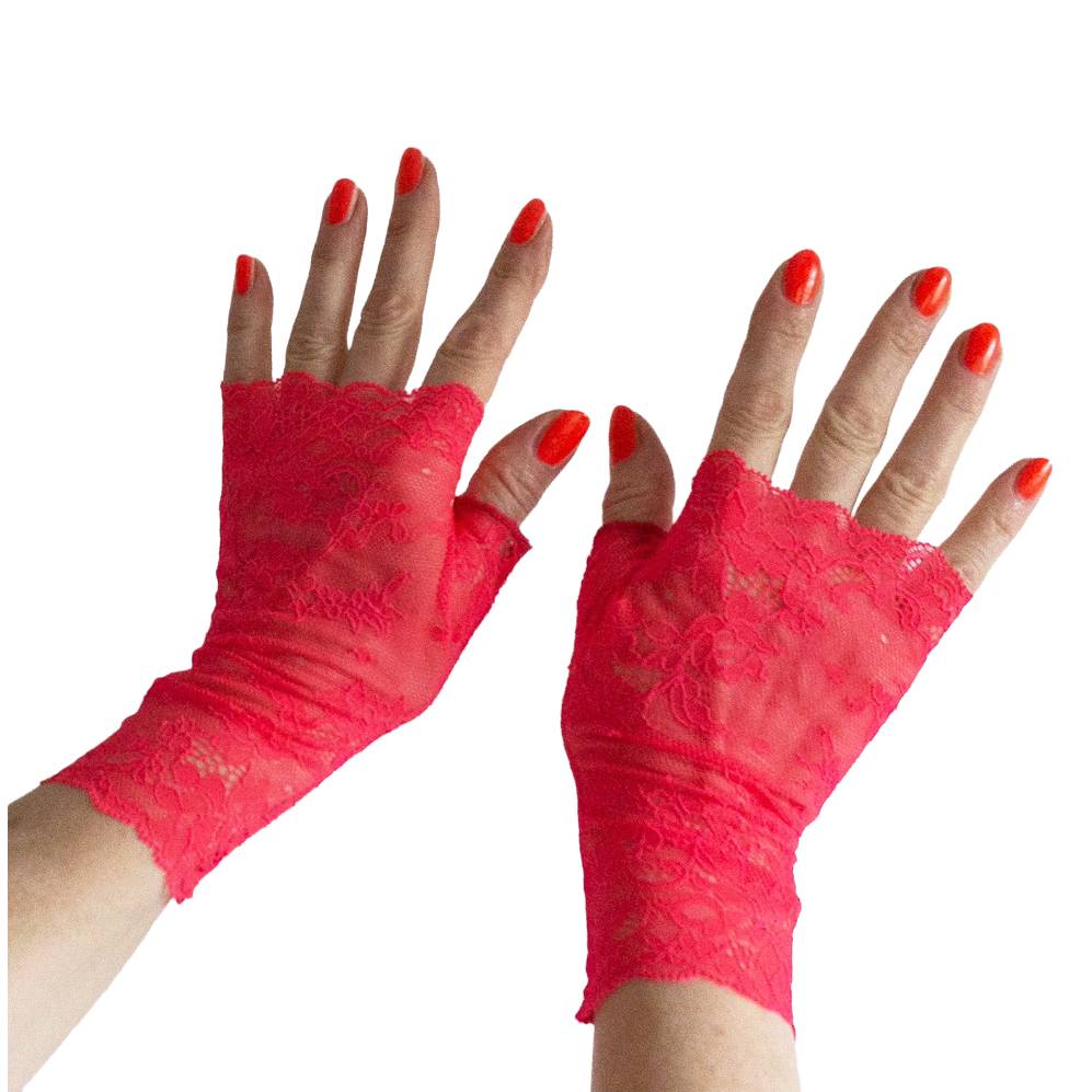 Handschuhe fingerlos neon pink | leuchtend party uv-aktiv techno goa psy |  handgefertigtes Unikat