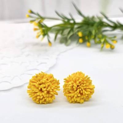 Gelbe Löwenzahn Ohrstecker Polymer Clay Sterlingsilber handgefertigter Blumenschmuck