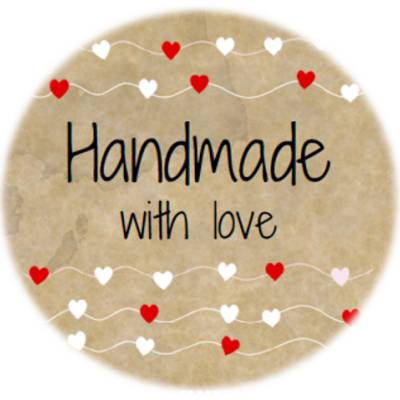 Digitale Sticker Vorlage: Handmade selbstgemacht, 24 runde Etiketten (4cm), Avery L3415 oder Motivstanzer zum Ausdrucken