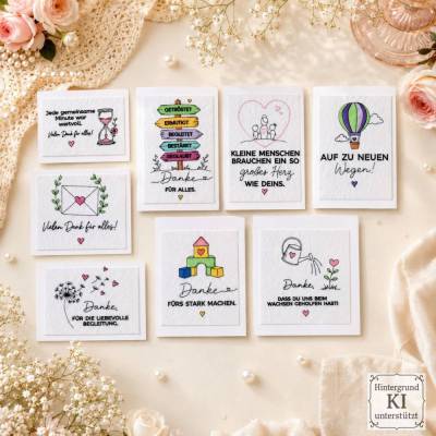 Stickdateien Kitaedition Shabby – 34 Motive, 60 Dateien, ab 10x10 Rahmen – Danke Erzieherin & Abschiedsgeschenke