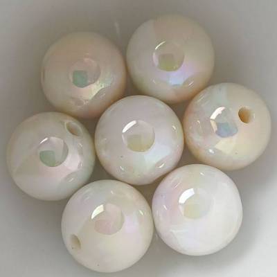 20 UV Pastell Regenbogen Acrylperlen 16mm opak creme
