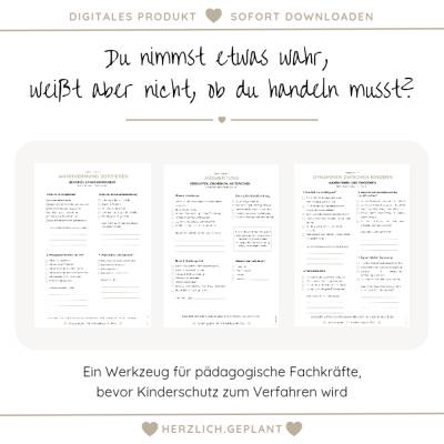 Kinderschutz Kita – Wahrnehmen Einordnen Handeln – Arbeitsseiten & Begleitheft – PDF Download §8a