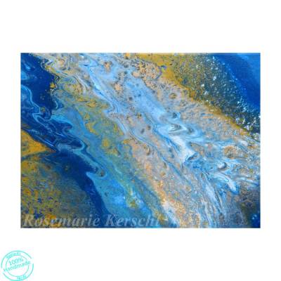Acryl Pouring Unikat Strand und Meer – Leinwandbild 24 x 30 cm handgefertigt