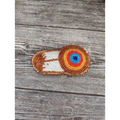 Vintage perlbestickte Haarspangen, Glasperlenstickerei im Indianerstil, Powwow