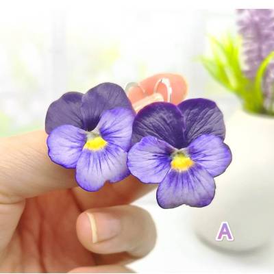 Stiefmütterchen Ohrringe Polymer Clay Sterlingsilber lila Blumen Ohrringe Sommer Schmuck