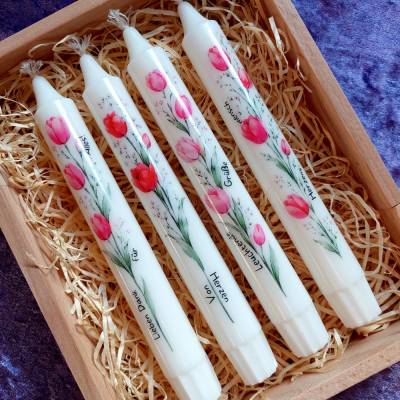 Stabkerze mit Blumenmotiv & Spruch – Geschenkidee, liebevolle Kerze, Deko, Valentinstag, Muttertag, Geburtstag