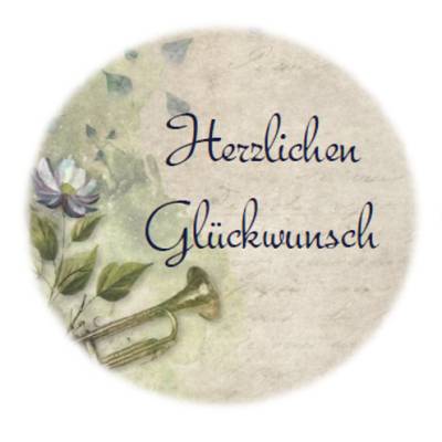 Digitale Sticker Vorlage: Glückwunsch, 24 runde Etiketten (4cm) | Für Avery L3415 oder Motivstanzer zum Ausdrucken