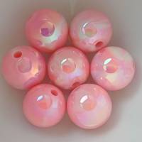 20 UV Pastell Regenbogen Acrylperlen 16mm opak bonbonrosa marble