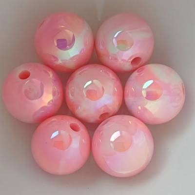20 UV Pastell Regenbogen Acrylperlen 16mm opak bonbonrosa marble
