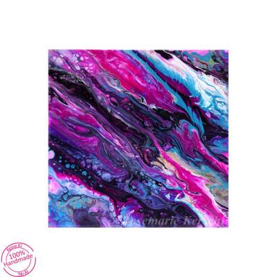 Pink Dream Pouring Unikat – Handgefertigtes Acrylbild 24,5 x 24,5 cm mit Metallic-Effekt