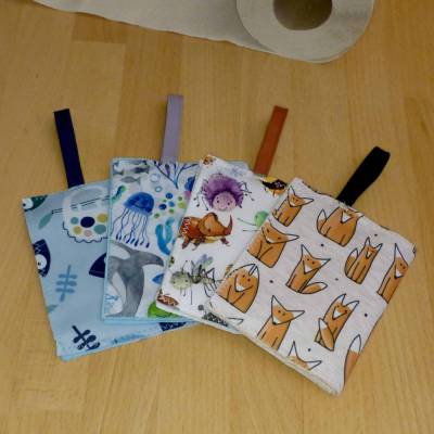Zero Waste: waschbares Klopapier für unterwegs, mit Biobaumwolle, Handarbeit