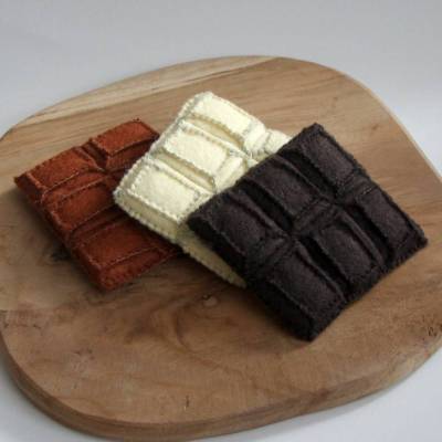 Schokolade aus Filz handgenäht für den Kauflade in 3 Farben, Filzlebensmittel, Kaufladen Zubehör, Kinderküche