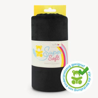 Kullaloo Plüschstoff schwarz 1,5 mm SuperSoft SHORTY hochwertiger Microfaser-Plüsch 