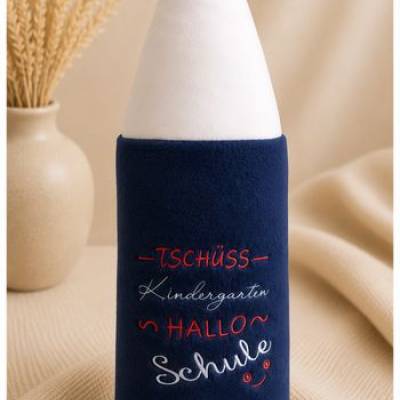 Buntstiftkissen Einschulung Schulanfang Buntstift Kissen Geschenk Unikat - dunkelblau „ Tschüss Kita …“