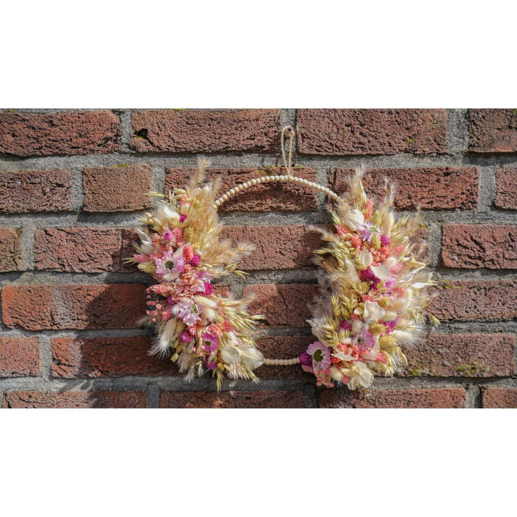 Haltbar Trockenblumenkranz alle Jahreszeiten/viel Blumen/Boho Landhaus Kranz Pampasgras /Blumenring romantisch