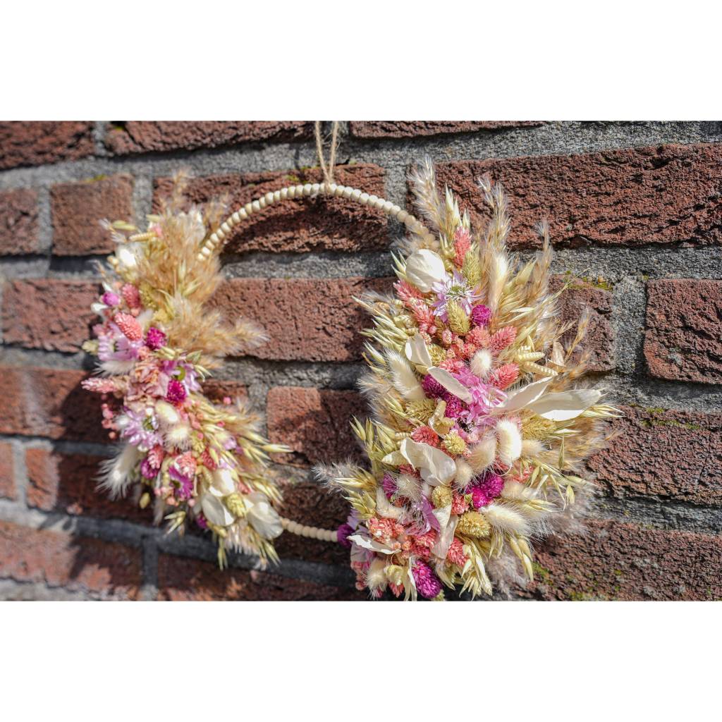 Haltbar Trockenblumenkranz alle Jahreszeiten/viel Blumen/Boho Landhaus Kranz Pampasgras /Blumenring romantisch