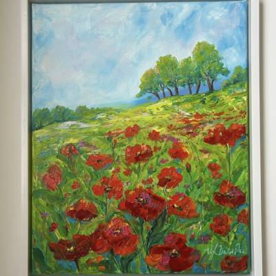 Mohnblumen Original Ölgemälde - Gemälde auf Leinwand - Original Ölgemälde Mohnblumen