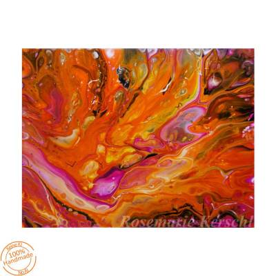 Acryl Pouring Unikat Lava – Fluid Art Leinwandbild 24 x 30 cm handgefertigt