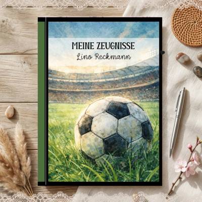 Süße Zeugnismappe für Jungs | Personalisiert | Fußball - Motiv | Einschulung & Schulanfang Geschenk | 26-34
