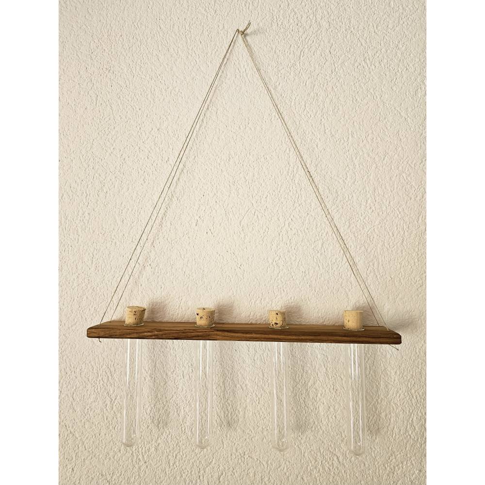 Hänge-Element aus Holz mit Reagenzgläsern, Vasen-Regal zum Aufhängen, Dekoration, Fensterdeko, Wanddeko