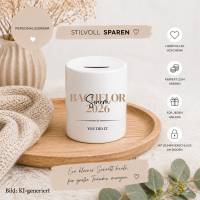 Personalisierte Bachelor Spardose| Abschluss Geschenk Uni, Studium | Geschenk Absolvent | Graduation mit Name