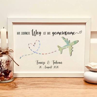 Personalisiertes Geldgeschenk zur Hochzeit – Hochzeitsgeschenk im Bilderrahmen  „Der schönste Weg ist der gemeinsame“