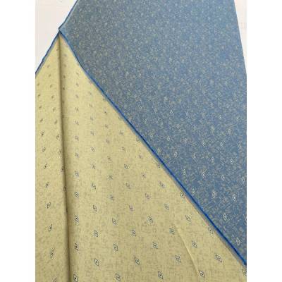 Hochwertiger Jacquard Bezugsstoff – Doubleface Grafik-Muster Taubenblau/Gelb – Meterware