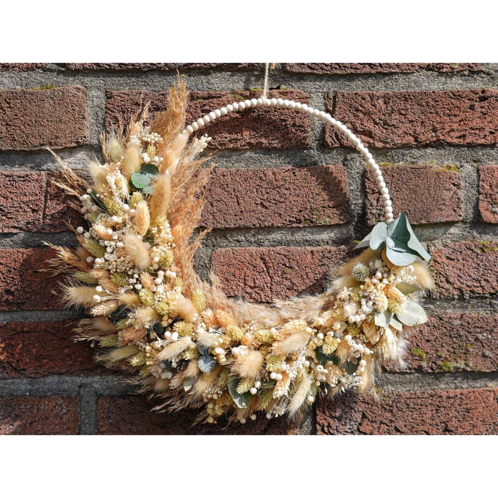 Trockenblumenkranz alle Jahreszeiten/viel Blumen/Boho Landhaus Kranz Pampasgras Eukalyptus/Blumenring/Bohemian Loop Wrea