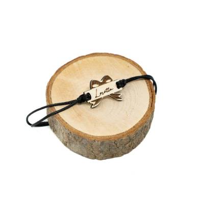 Personalisiertes Namen Armband, Holz Schleife | Wunschgravur | Damen Frauen Mädchen | Verstellbar