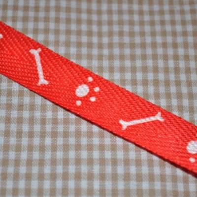 Gurtband 17 mm Tatzen/Knochen rot