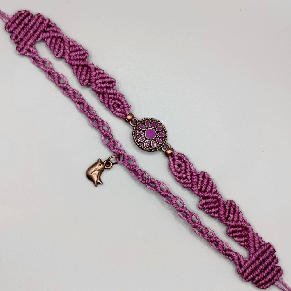 Makramee Armband 2in1, wirkt optisch wie zwei Armbänder Bild 2