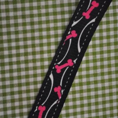 Gurtband 20 mm Knochen dunkelblau/pink