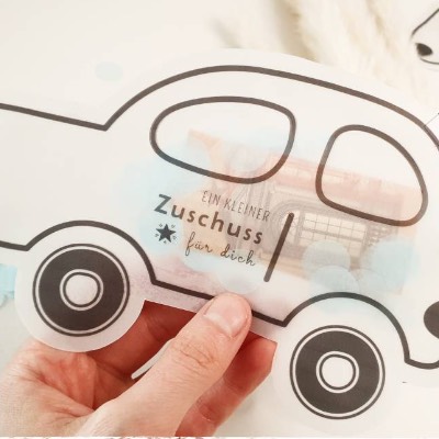 Schüttelkarten-Trio mit Autos | Geldgeschenk zum Ausdrucken | Für Spritgeld, Führerschein, erstes Auto, Autoreparaturen