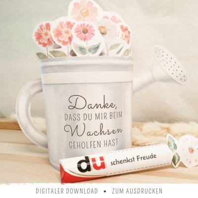 Duplo-Banderolen mit Gießkanne: "Danke, dass du mir / uns beim Wachsen geholfen hast" 