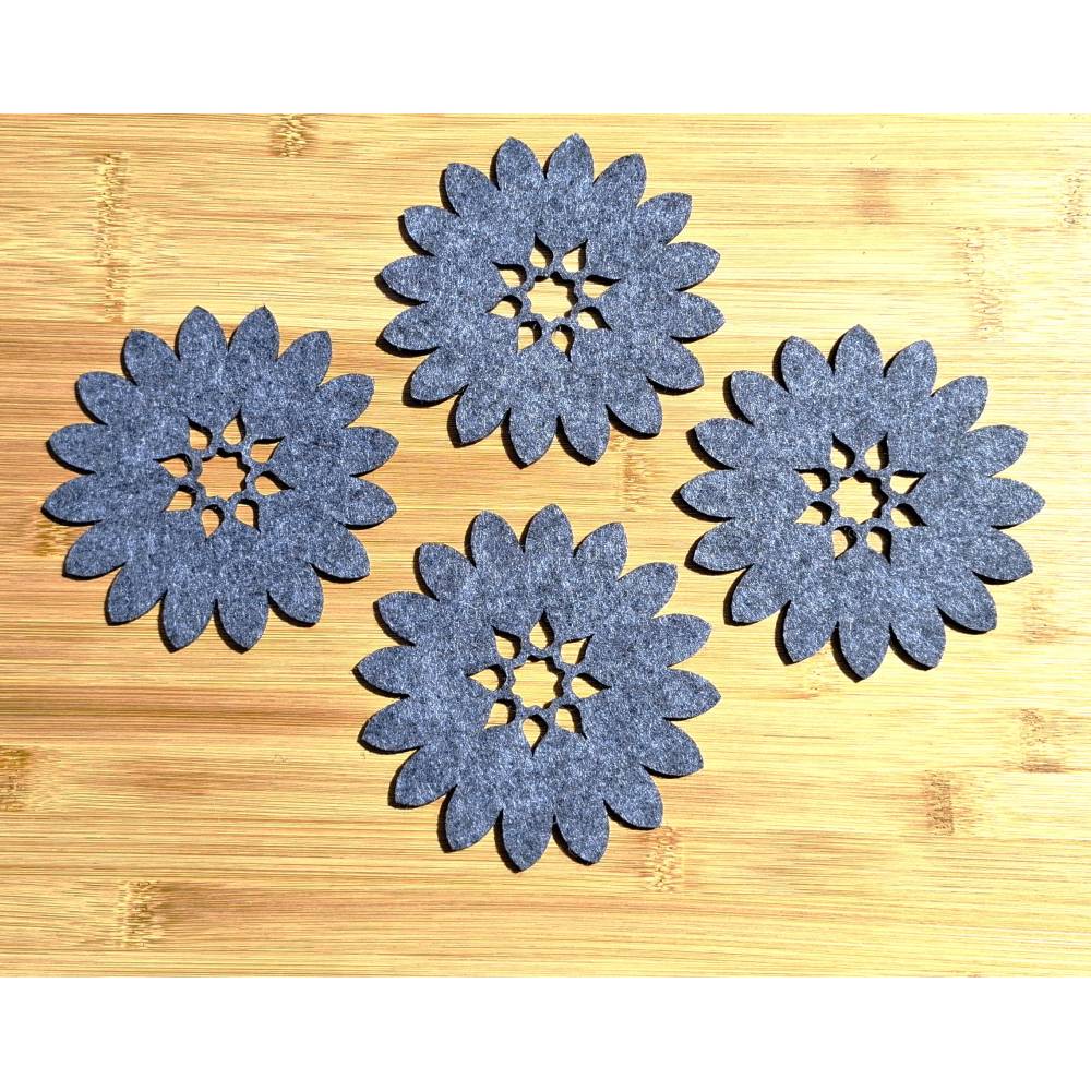 Untersetzer Filz 4er Set Blume Glasuntersetzer Tassenuntersetzer 5 verschiedene Farben auch zum Basteln geeignet DIY