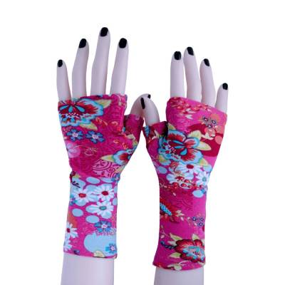 fingerlose Handschuhe | Stenzo Jersey "flowergarden" bunt bedruckt große Blumen | 3 Varianten -> pink orange oder weiß