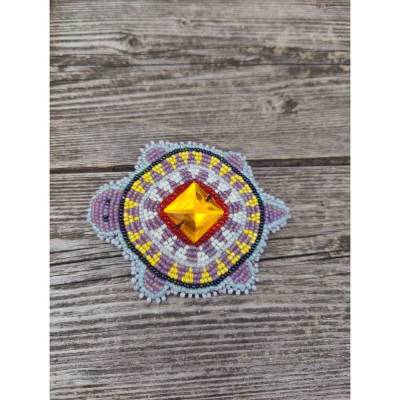 Vintage Schildkröten Haarspangen, Glasperlenstickerei im Indianerstil, Powwow