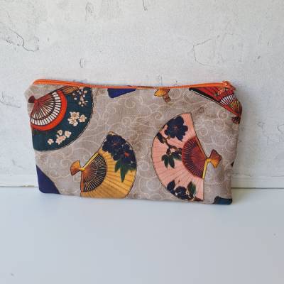 Kleine Kramtasche bunte Fächer asiatisches Design Geldtasche Dokumententasche