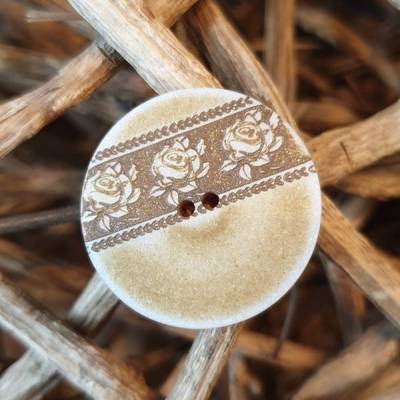 Knopf 23mm Polyester Rosen Shabby creme