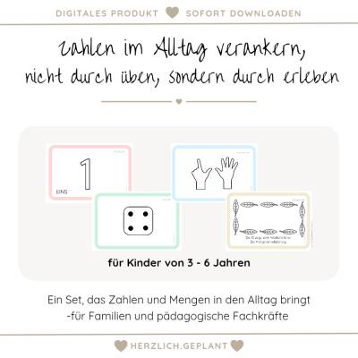 40 Zahlenkarten 1–10 – Begleitheft, Mitmachgeschichte – Zahlen erleben Kita & Zuhause – PDF Download 3–6 Jahre
