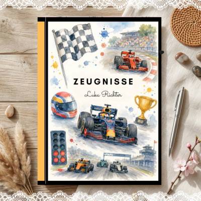 Süße Zeugnismappe für Jungs | Personalisiert | Fornel Eins - Motiv | Einschulung & Schulanfang Geschenk | 26-105