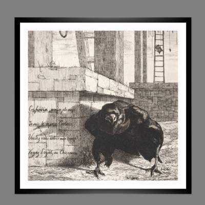 Der Rabe Radierung um 1860 KUNSTDRUCK Poster Vintage Wandbild Wandkunst Wanddeko Felix Bracquemond